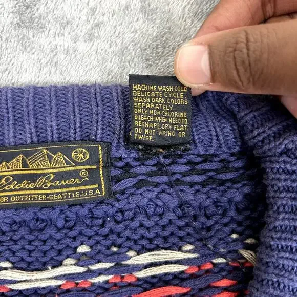 Vintage Eddie Bauer Sweater Women's L Bold Patterned Outdoor Layers - Picture 3 of 16